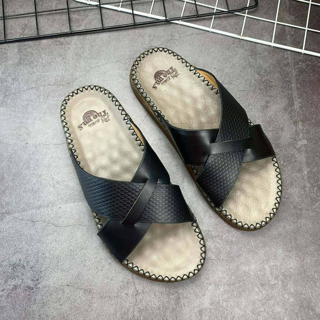 Dép doctor quai chéo KHÔNG THẤM NƯỚC da bò thật PN-76