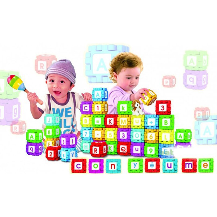 Đồ chơi bộ xếp hình, ghép hình vuông diệu kỳ 108 chi tiết Antona - đồ chơi thông minh giúp bé phát triển trí tuệ bé
