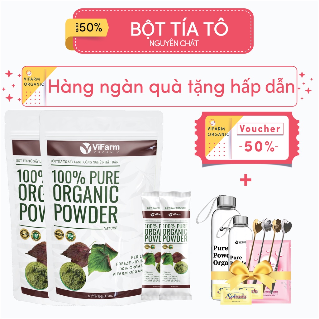 Bột Tía Tô Nguyên Chất ViFarm 50Gram, Bột Tía Tô Sấy Lạnh Hỗ Trợ Giảm Cân, Đẹp Da