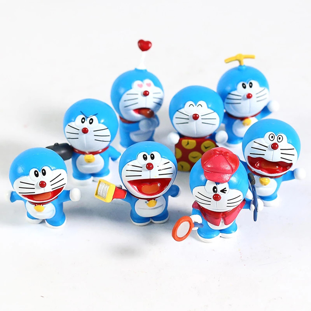 DORAEMON Set 8 Mô Hình Đồ Chơi Nhân Vật Hoạt Hình Doremon Mini Bằng Pvc