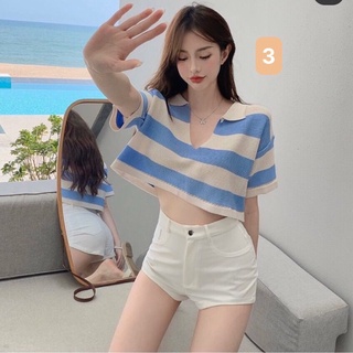 Áo crop len sọc (kèm video quay tại shop) #64545