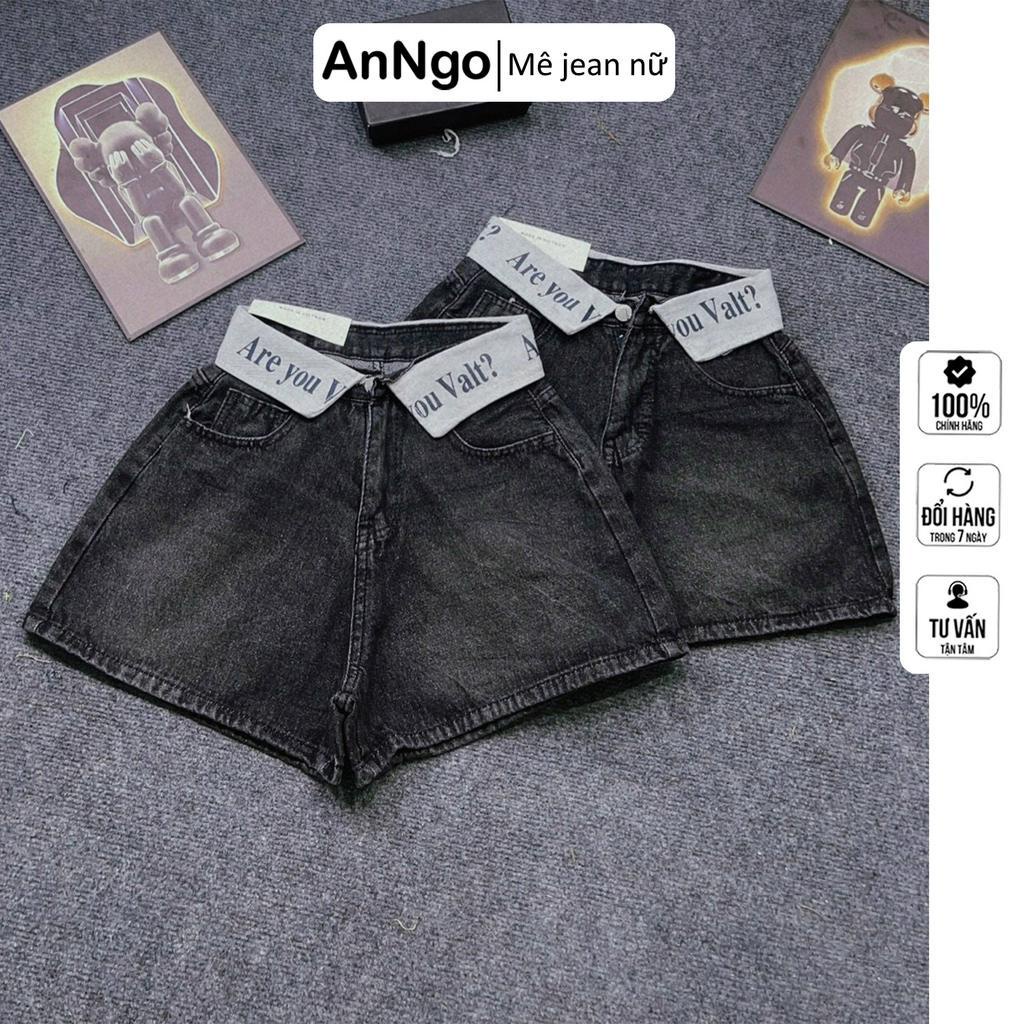 Quần short jean nữ lưng cao, dáng chữ A, ống rộng năng động thời trang phù hợp đi chơi Anngo - AT301