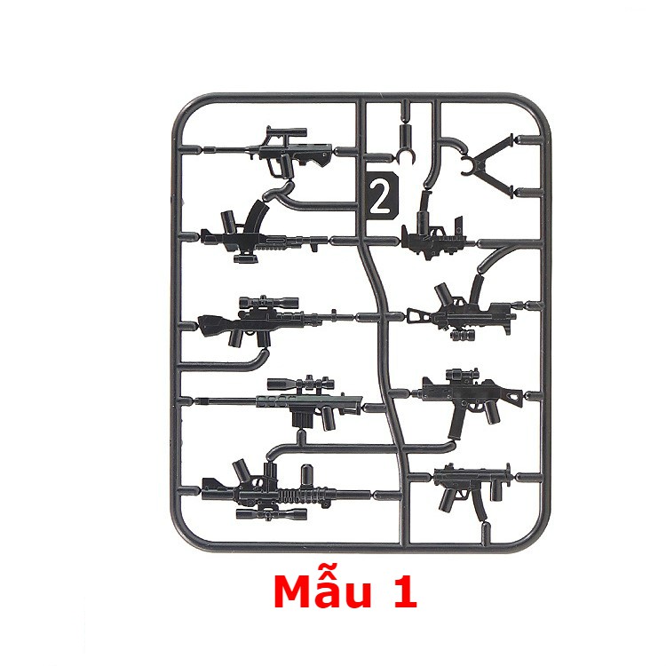 Vỉ Vũ Khí Các Mẫu Súng Mới Nhất NO.407 M1915 MP5 MP7 MP10 AK47 SR25 HK416 - Phụ Kiện Army