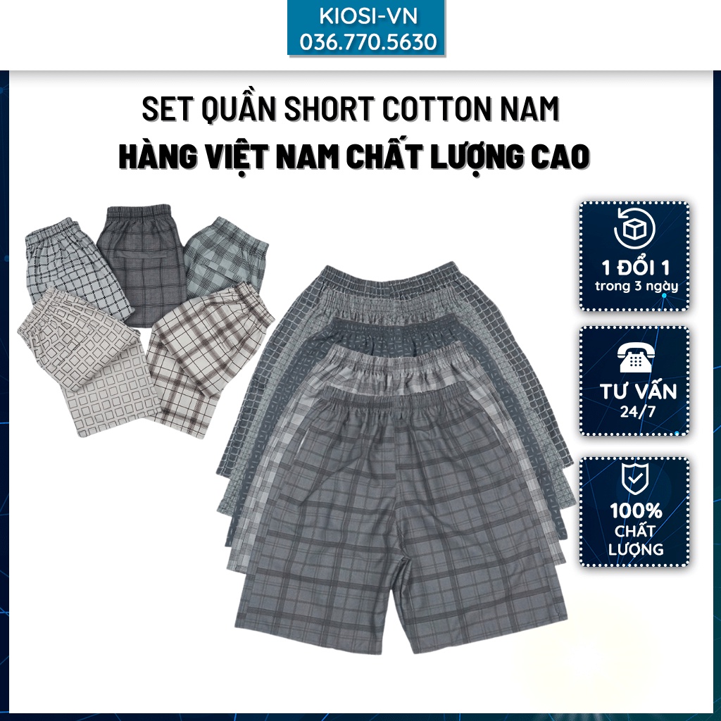 COMBO 5 Quần short nam, quần short nam cotton Hàng Việt Nam Xuất Khẩu, may chi tiết, chất vải bền, kiểu dáng caro đẹp