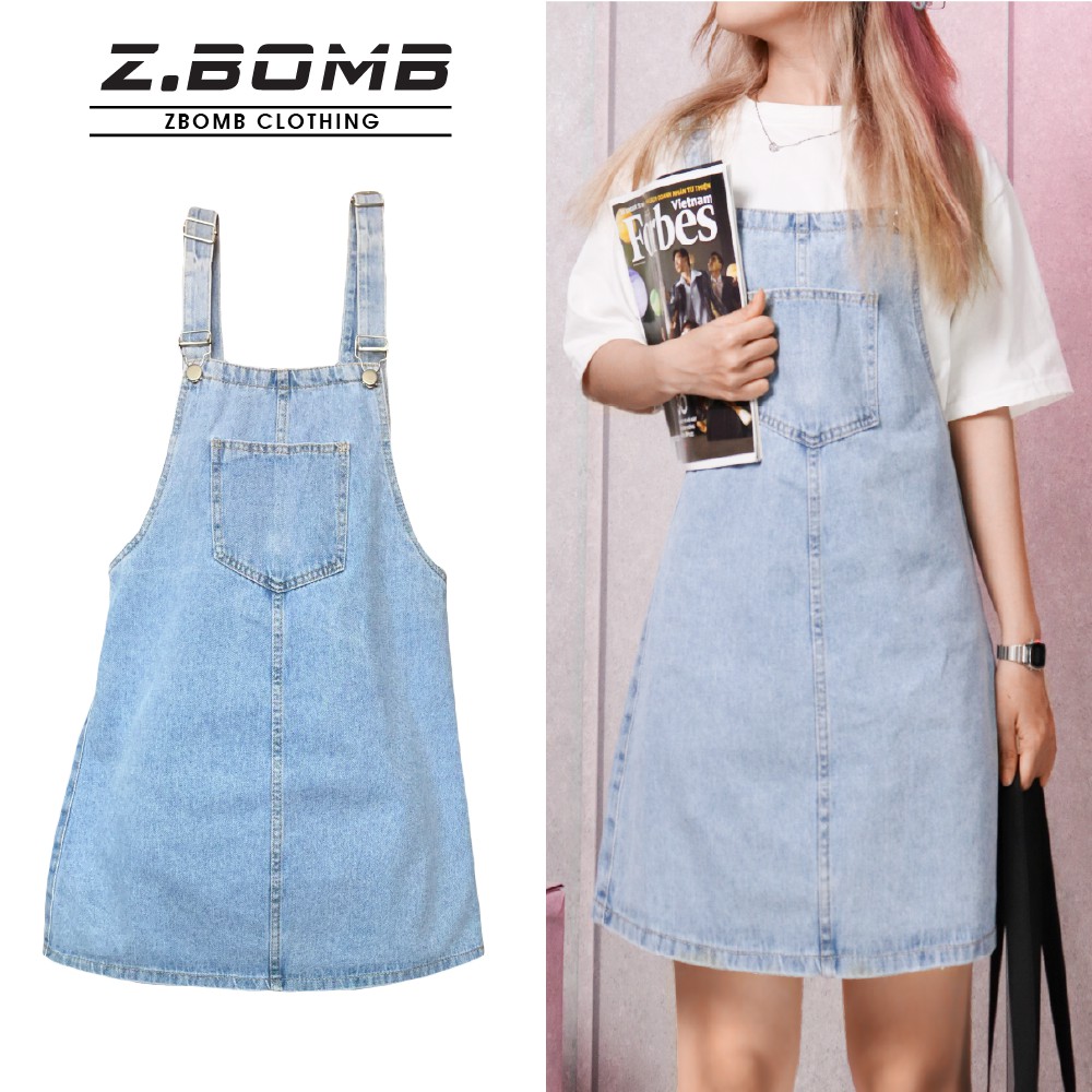 Yếm Váy Jean Rộng 2 Dây Cao Cấp ZBOMB