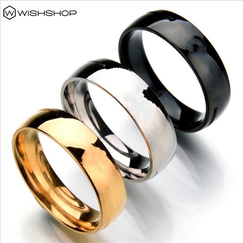 Nhẫn Thép Không Gỉ Mỏng 6mm Màu Vàng/Bạc/Đen Đơn Giản Dành Cho Nam Và Nữ