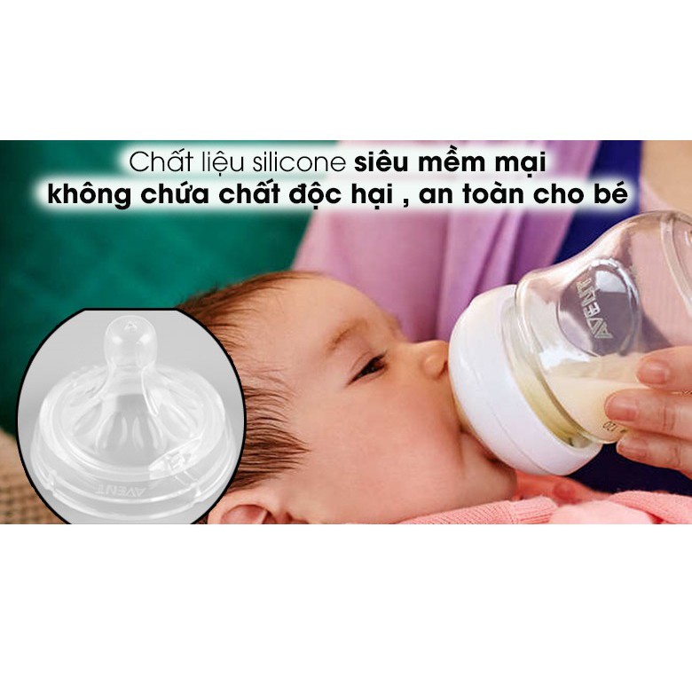 Núm ti silicone Philips Avent Natural cho trẻ từ 6 tháng tuổi (thức ăn đặc) (Vỉ 2 núm)