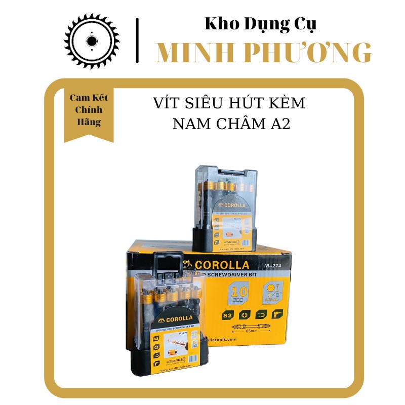 Mũi Bắn Vít Đầu 4 Cạnh Nam Châm, Kèm Đầu Trợ Lực Nam Châm bắn tôn, trần thạch cao Corolla 65mm