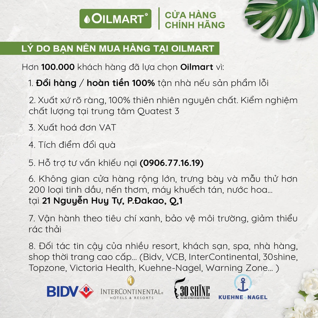 Tinh Dầu Xông Phòng Dung Tích Lớn 1 Lít Oilmart Essential Oils Xông Phòng, Đuổi Muỗi, Thư Giãn, Thoải Mái, Dễ Ngủ