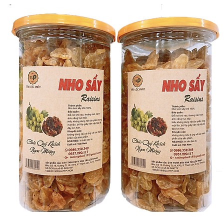 siêu ngon-1KG NHO VÀNG SẤY KHÔ NHẬP KHẨU VỊ CHUA NGỌT TLP - COMBO 2 HŨ