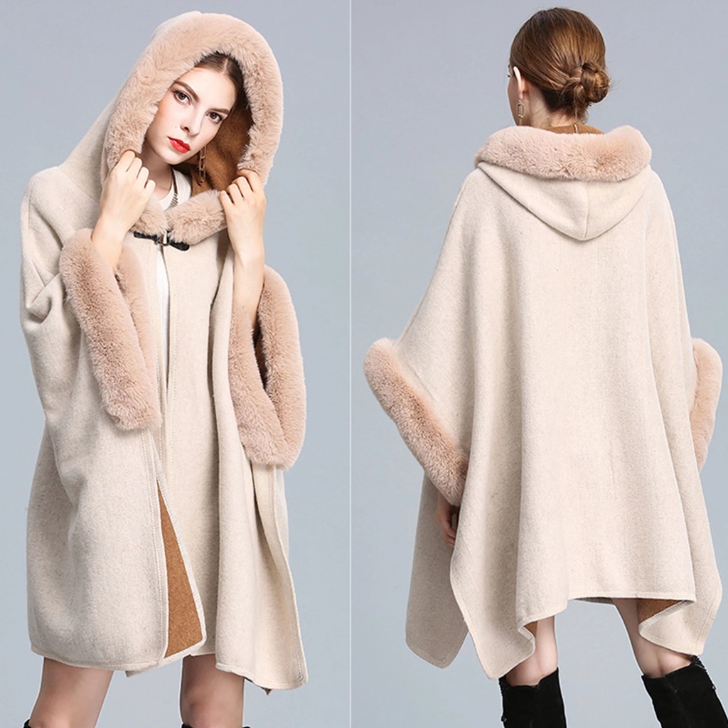 Áo khoác nữ tay dài có nón phối lông thời trang | BigBuy360 - bigbuy360.vn