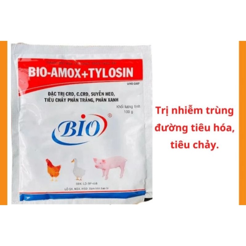 1 gói Bio A.mox T.ylosin 100 gram trộn cho gà hsd 15/12/2023