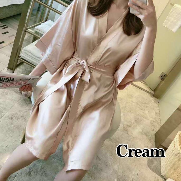 Áo Choàng Tắm Bằng Lụa Satin Màu Xám Xám Kích Thước Tùy Chọn | BigBuy360 - bigbuy360.vn