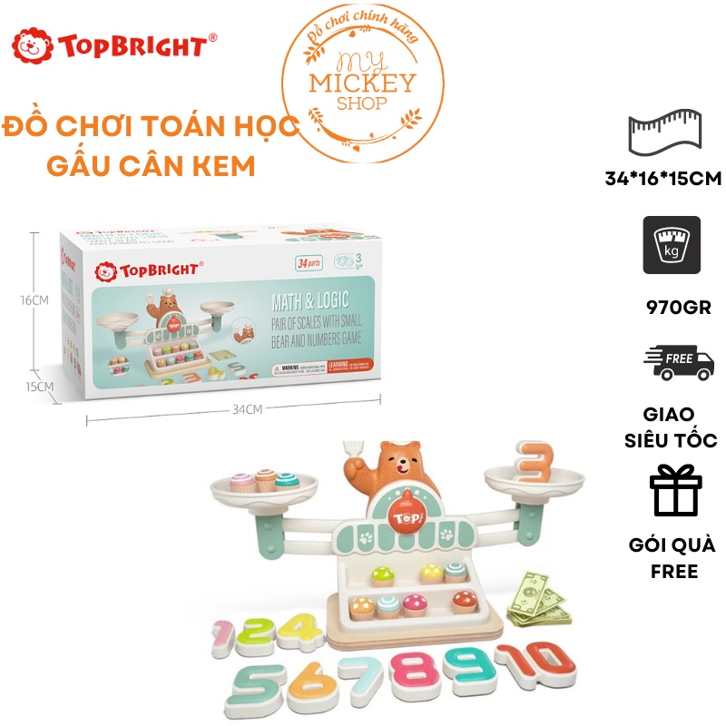 Đồ chơi topbright toán học gấu cân bánh giáo dục sớm bé nhận biết số định lượng thông qua trò chơi Yummy Bear 123 scale