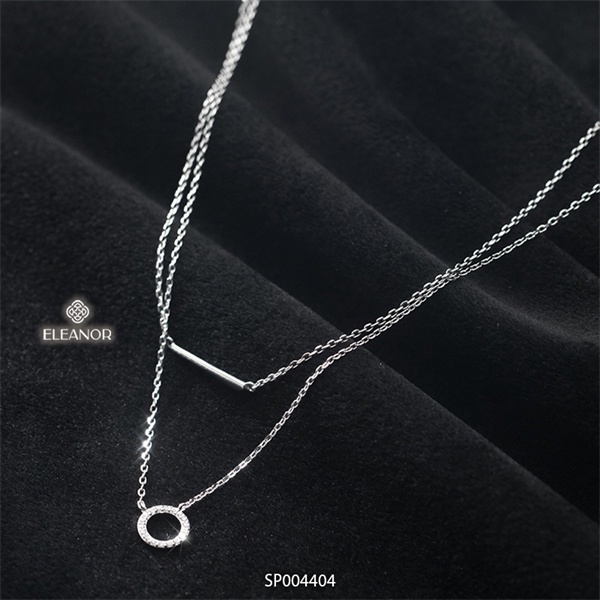 Dây chuyền layer nữ đính đá sợi kép mảnh Eleanor Accessories phụ kiện trang sức mặt tròn thanh ngang