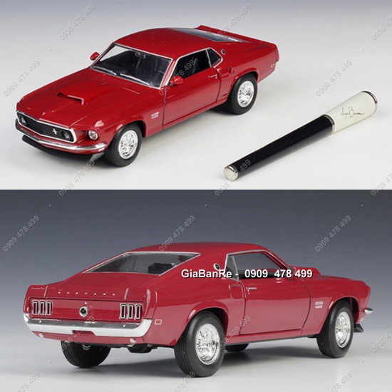 Xe Mô Hình Kim Loại Ford 1969 Mustang Boss 429 Tỉ Lệ 1:24 - Welly - Đỏ - 8219.2