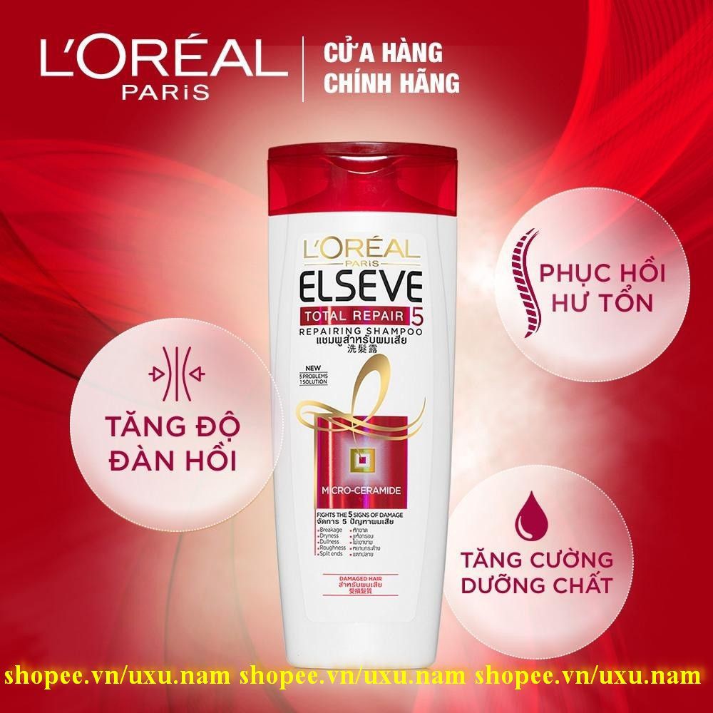 Dầu Gội Đầu Loreal Paris 330Ml Phục Hồi Tóc Elseve Total Repair 5 Conditioner Chính Hãng.