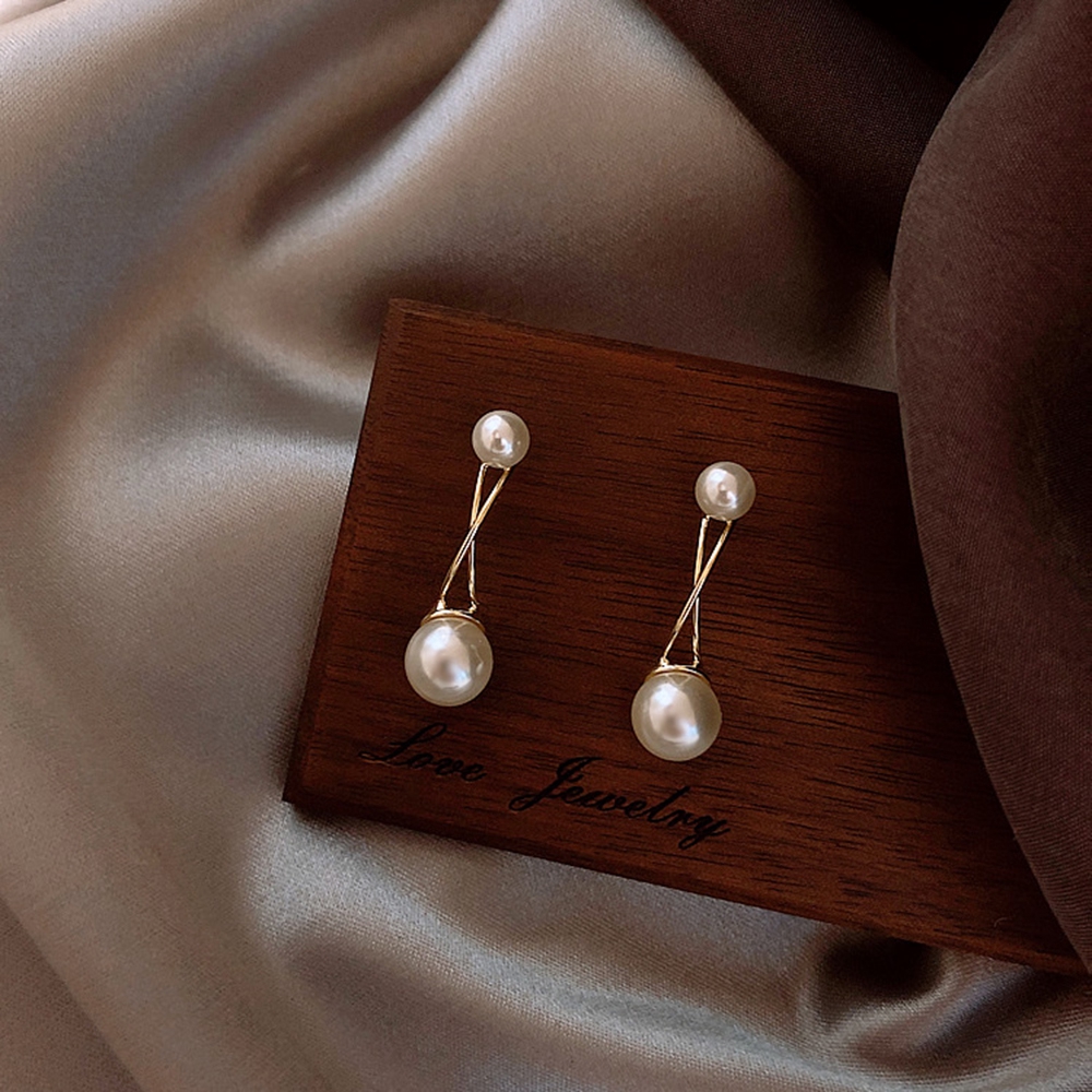Hoa Tai Hình Thánh Giá Đính Ngọc Trai Nhân Tạo Thời Trang Drop Pearl Earring