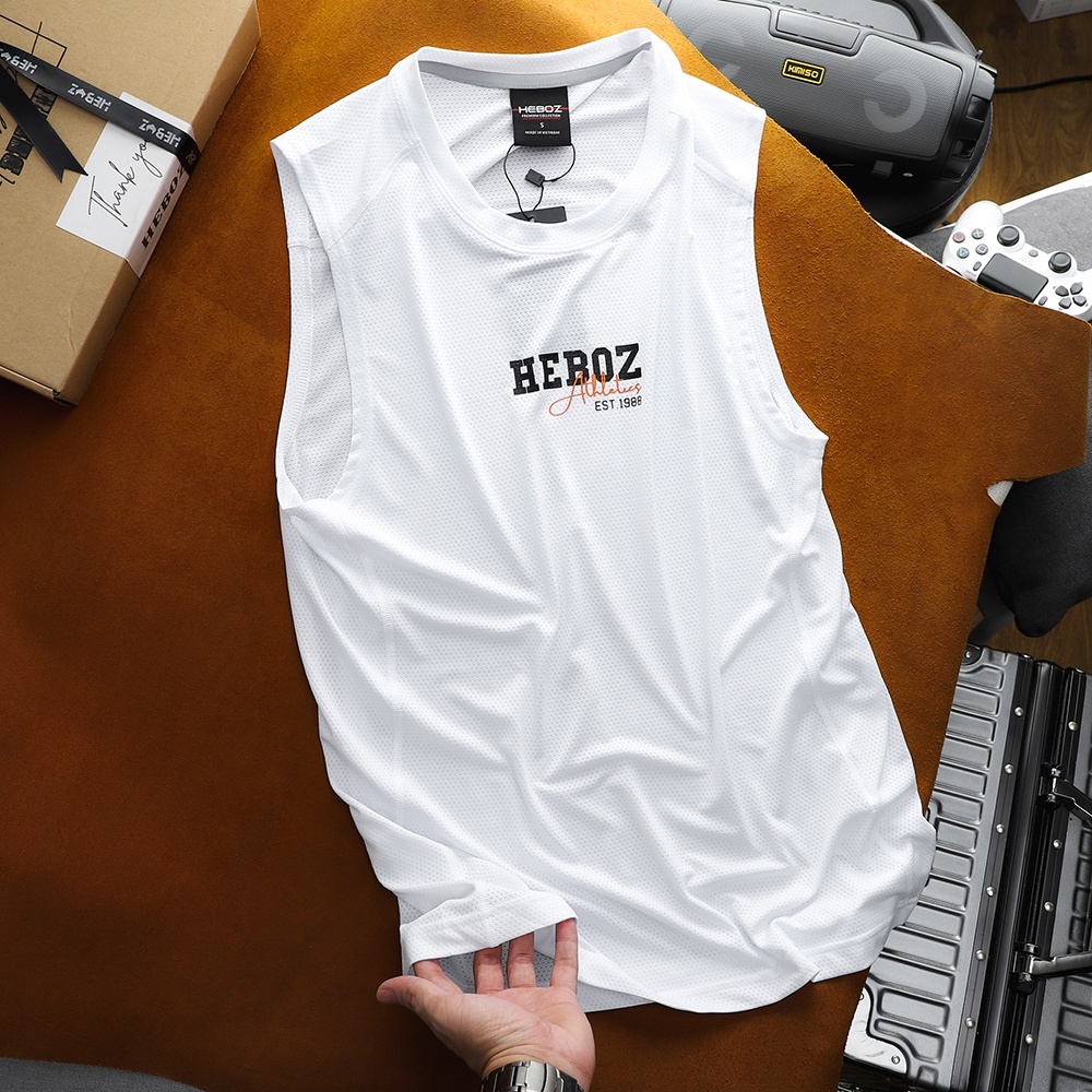 Áo thun nam ba lỗ cổ tròn, tank top sport chất vải hạt mè cao cấp HEBOZ 3M - 00001224