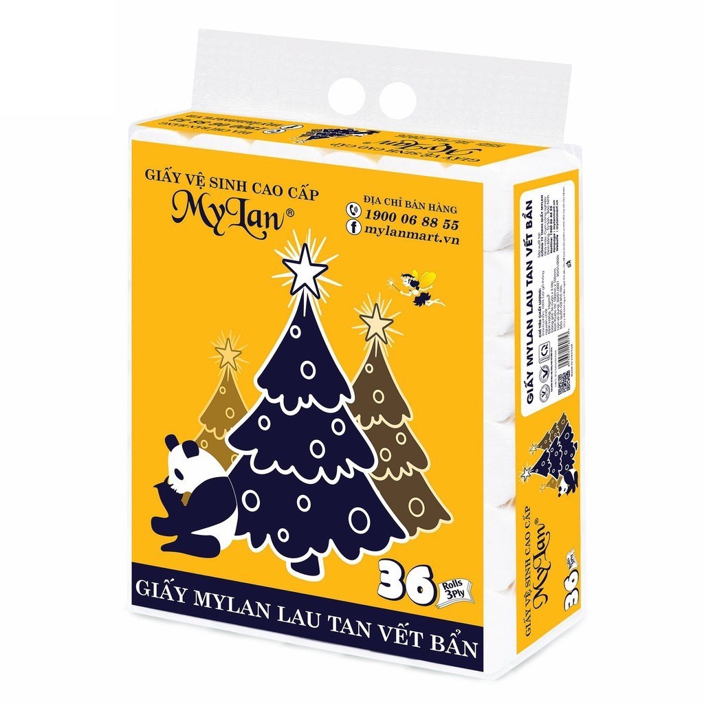 Bịch Giấy Vệ Sinh MyLan Gấu Thông 4 Lớp, 1 bịch 36 cuộn không lõi