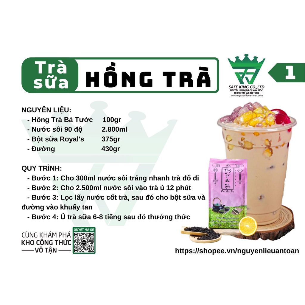 Hồng Trà Bá Tước Earl Grey Đặc Biệt Vua An Toàn Pha Trà Sữa Đài Loan Gói 1kg