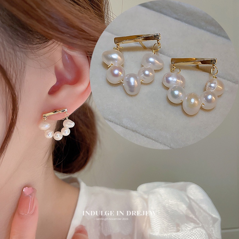 Khuyên Tai Tròn Đính Ngọc Trai Phong Cách Hàn Quốc Mới 2022 S925