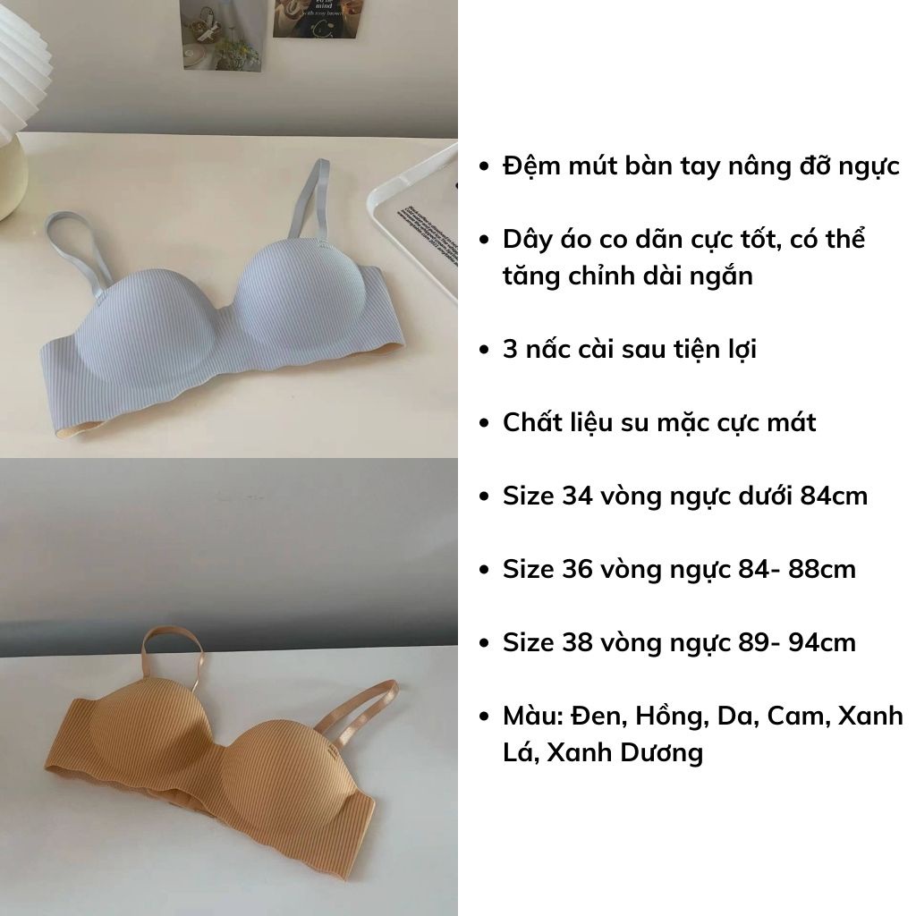 Áo ngực nữ không gọng đúc su, áo lót đệm bàn tay nâng ngực tạo khe sexy gợi cảm DOPICO A5277