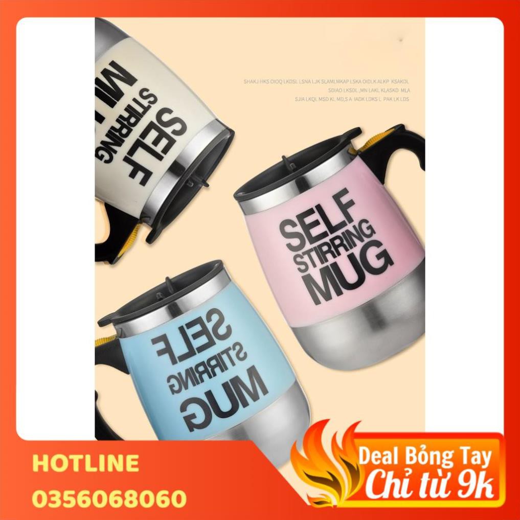 ⚡GIÁ HỦY DIỆT⚡Ly cốc Inox Self stirring mug tự khuấy thông minh dùng pin 6x8,5x13,5cm 450ml
