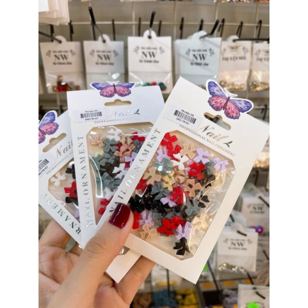 Charm nơ nail cao cấp, Charm nơ gắn móng túi