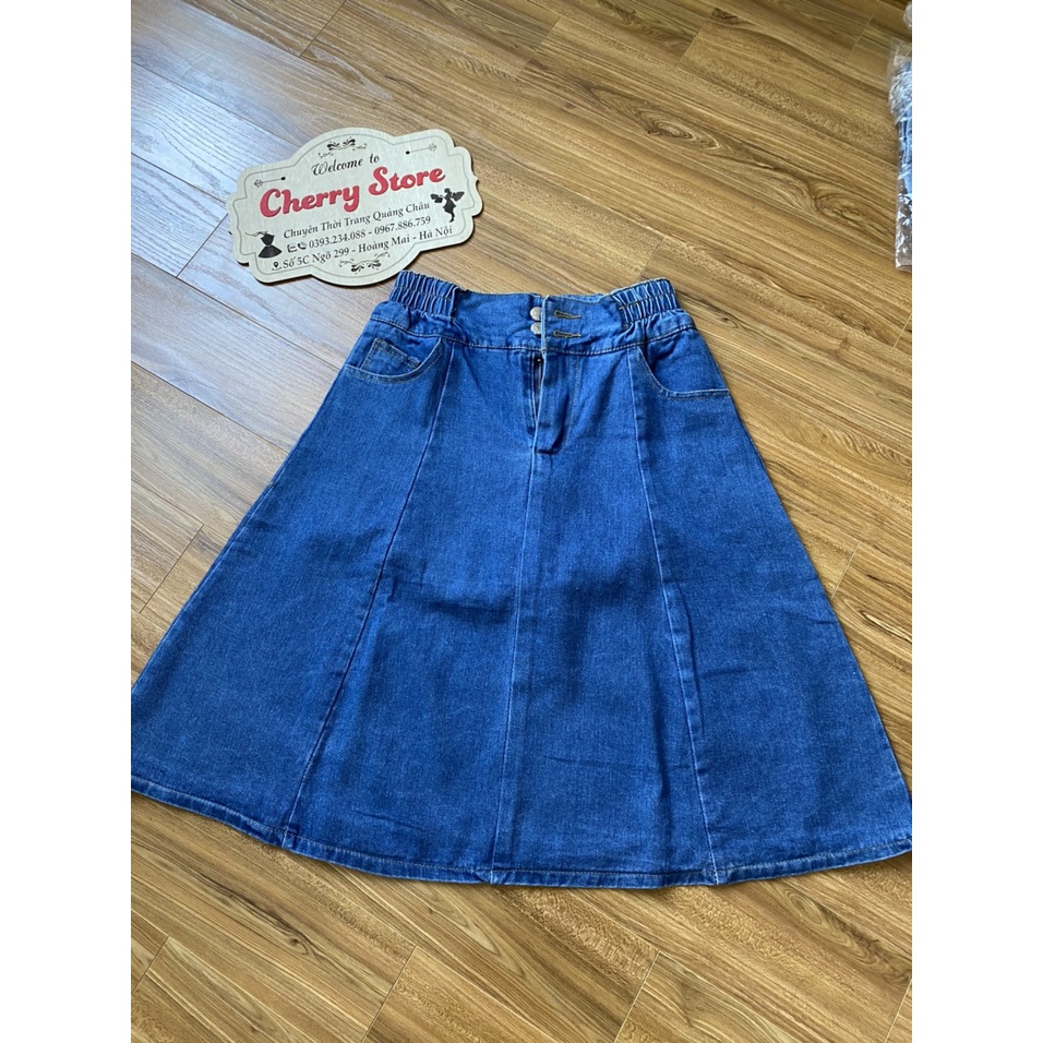 chân váy jean cv02 chữ A dáng lỡ có lót quần chất siêu đẹp dễ phối đồ