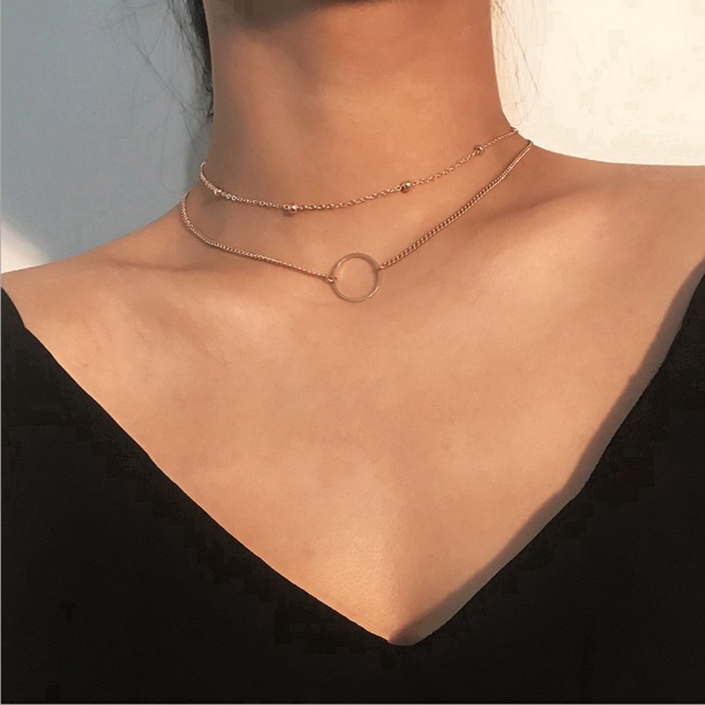 [Mã FAMAYFA giảm 10K đơn 50K] Vòng cổ choker nhiều lớp mặt hình tròn phong cách Boho cổ điển
