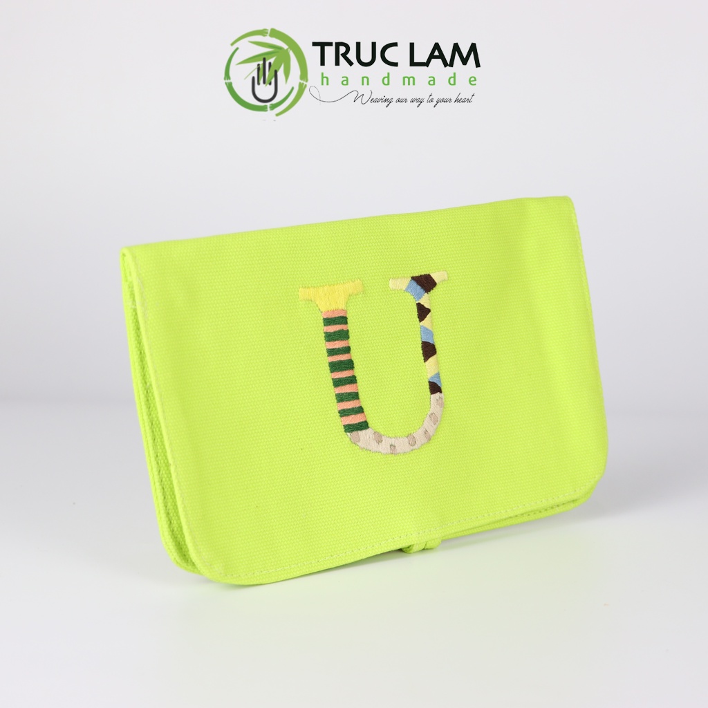 Ví Nữ Cầm Tay Thêu Họa Tiết Chữ Cái U K T G Phối Màu Cực Đẹp - Trúc Lâm Handmade