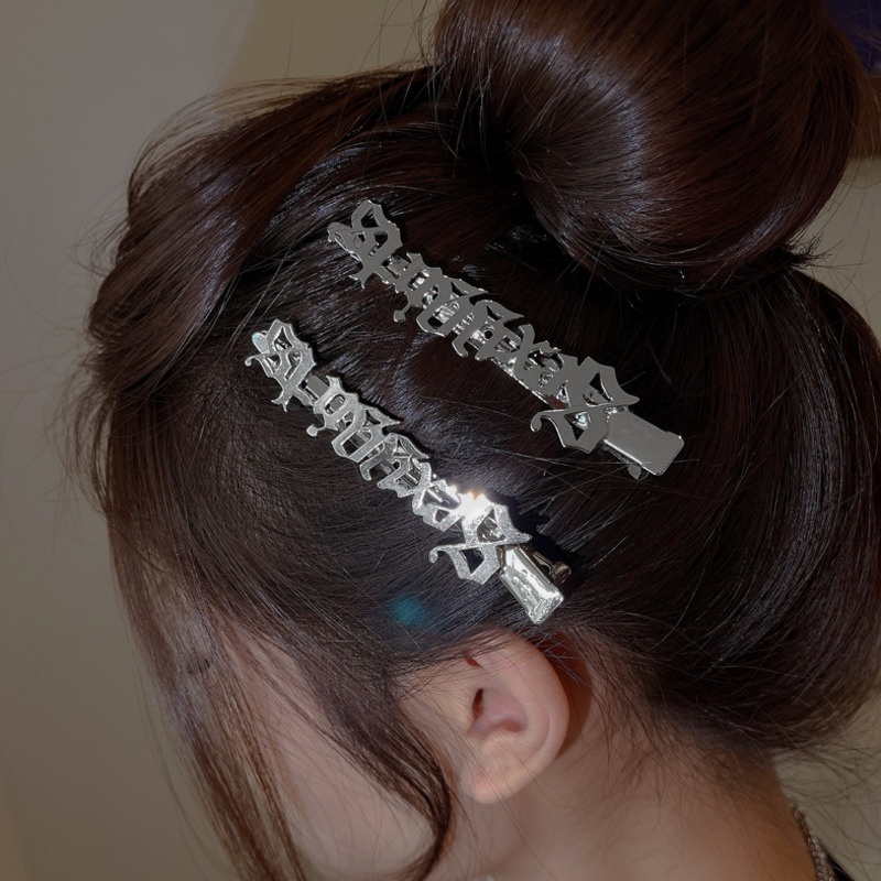 Kẹp tóc mái bên bằng kim loại màu bạc thời trang mùa hè cho nữ