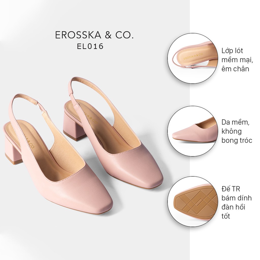 Giày cao gót Erosska thời trang mũi vuông gót hở phối dây quai mảnh kiểu dáng basic cao 5cm màu hồng -  EL016 | BigBuy360 - bigbuy360.vn