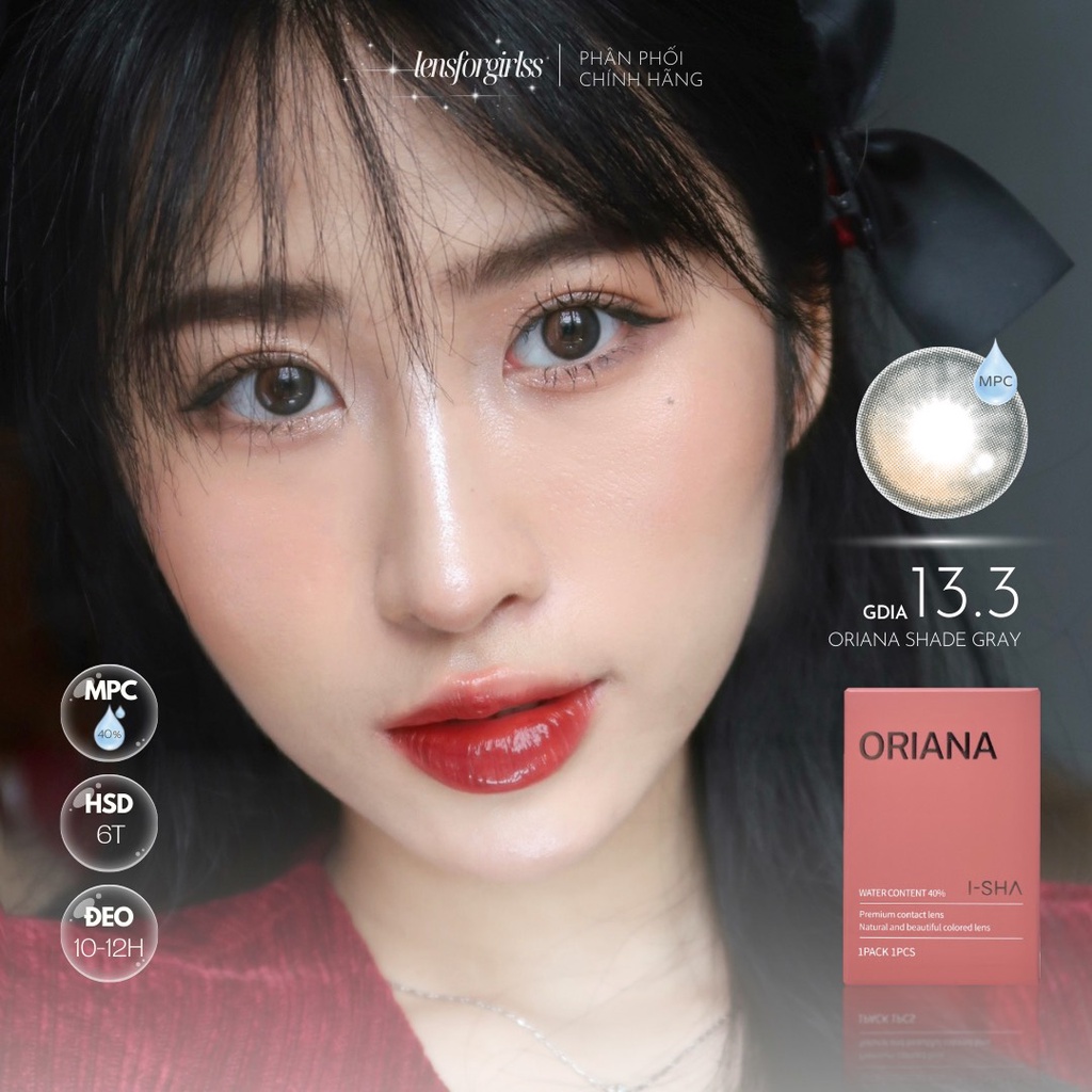 Kính áp tròng hiệu ứng phủ bóng hot trend ORIANA SHADE GRAY chính hãng Isha | Hsd 6 tháng  Lens cận