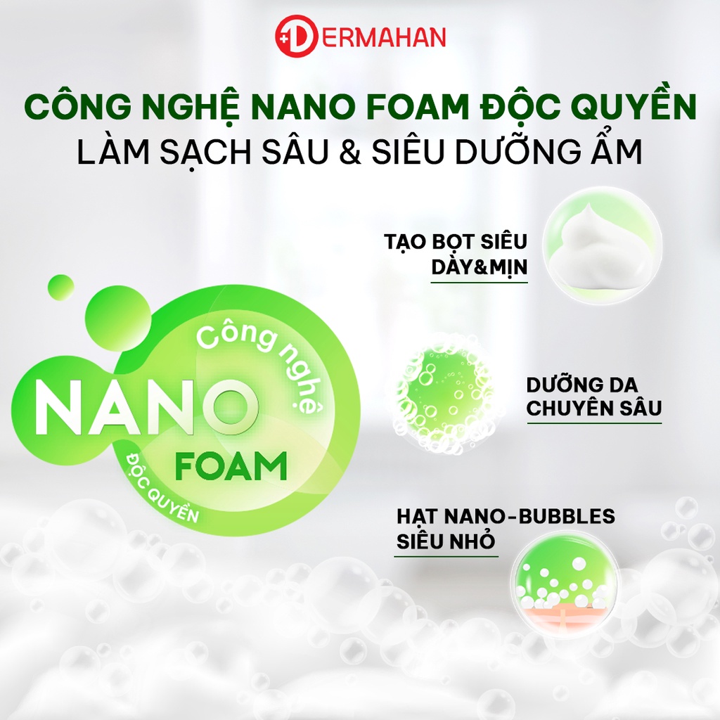 Sữa Rửa Mặt Trà Xanh Giảm Nhờn, Giảm Mụn Dermahan Matcha & Milk Moisturizing Cleansing Foam 150ml