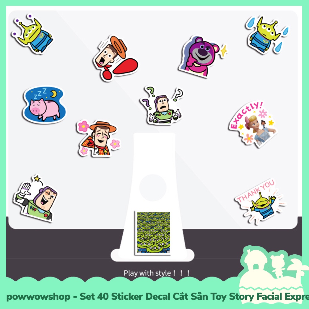 [Sẵn VN - Hỏa Tốc] Set 40 Sticker Mini Decal Dán Trang Trí Vật Dụng Mẫu Câu Truyện Đồ Chơi Toy Story Special Facial