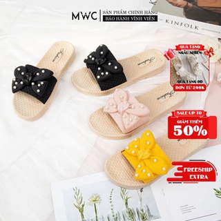 Dép Nữ MWC Quai Ngang Nơ Đính Hạt Sang Trọng NUDE- 3430