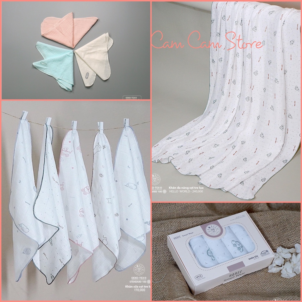 SET Khăn Sữa, khăn tắm Hrnee Sợi Che Lụa Cao Cấp