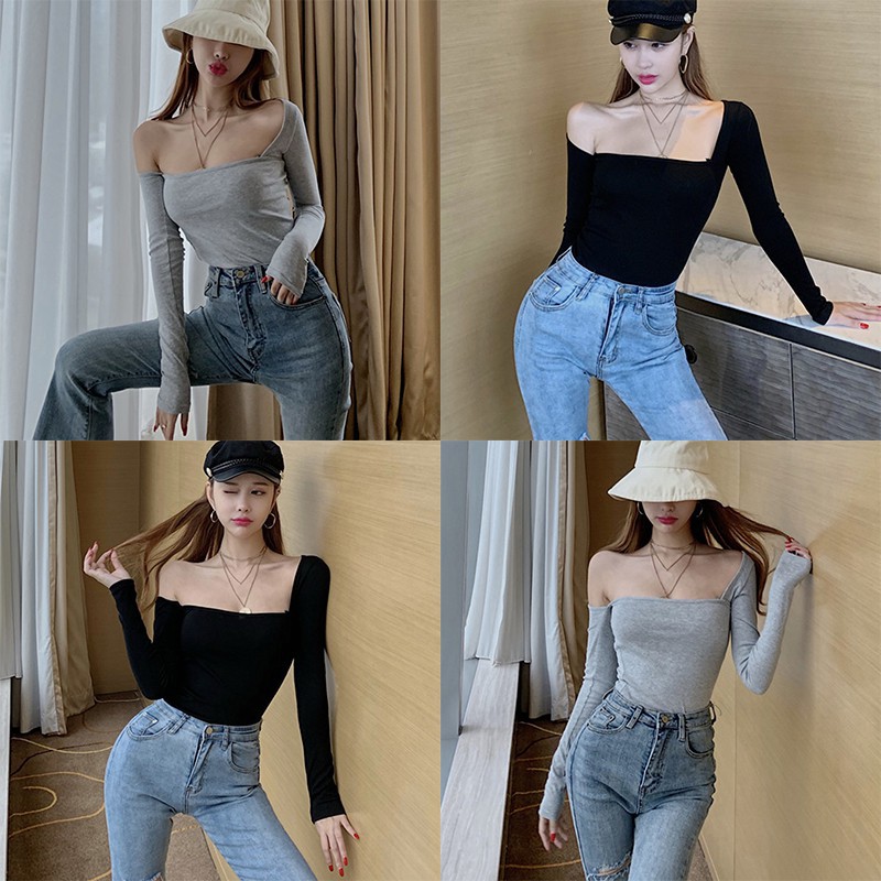 Áo Thun Nữ Dài Tay Lệch Vai Gợi Cảm