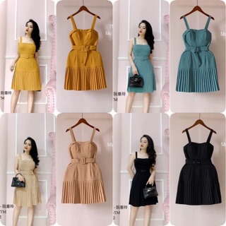 Váy 2 dây cúp ngực chân xếp ly
