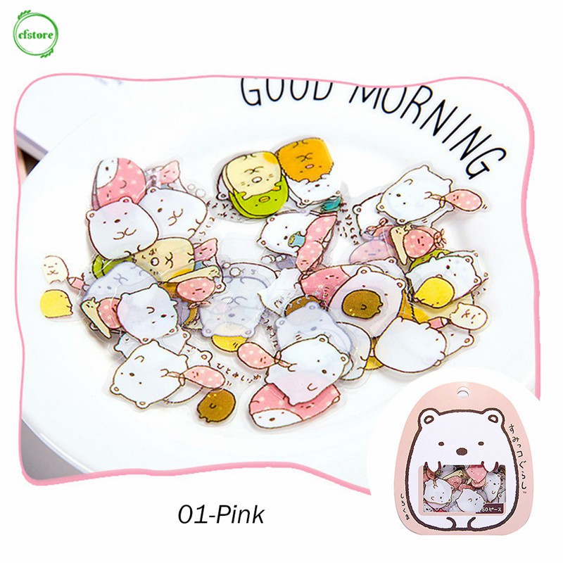 Bộ 50 nhãn dán họa tiết Sumikko Gurashi xinh xắn cho trang trí thủ công