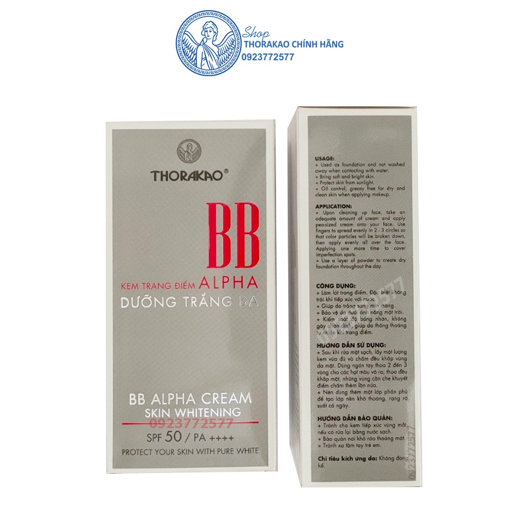 Kem Trang Điểm BB Alpha 30g SPF50/PA++++ Dưỡng Trắng Da, Mềm Mịn, Che Khuyết Điểm tự nhiên Thorakao