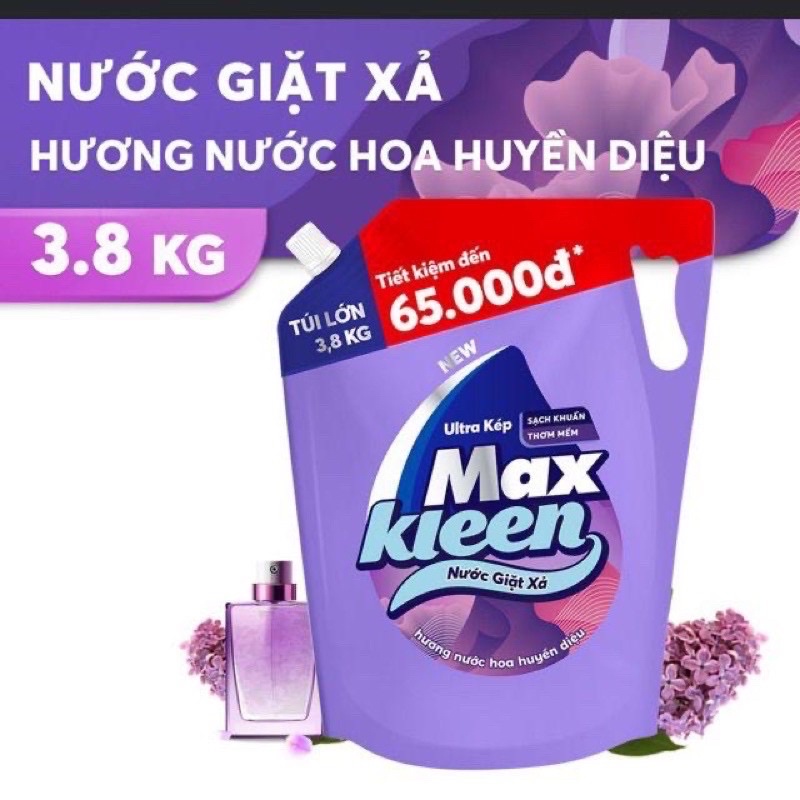 Nước Giặt Xả MaxKleen Hương Nước Hoa Huyền Diệu Túi 3.8kg