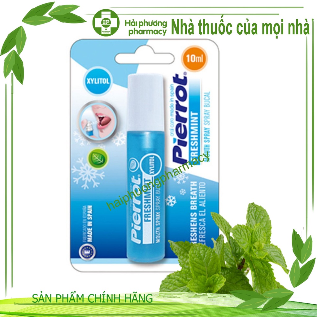 Nước Xịt Thơm Miệng, Diệt Khuẩn Hương Bạc Hà Pierrot Freshmint Mouth Spray 10ml