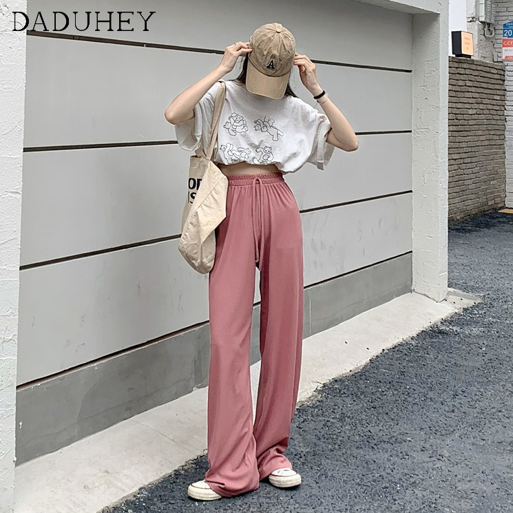 DaDuHey💕 Summer thin Korean version high waist and thin wide leg pants loose mopping pants fashion casual women's pants