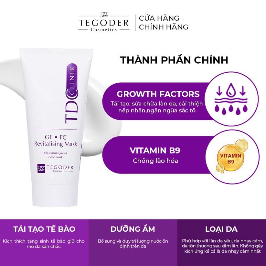 Mask GF-FC - Mặt nạ kích thích tái tạo tế bào và phục hồi da vượt trội Tegoder size 50 ml