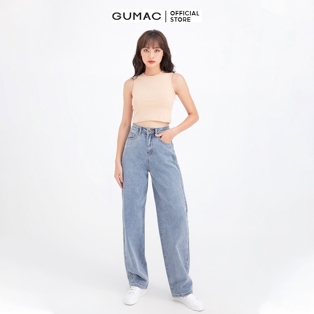 [Mã WABRGB11 giảm 10% đơn từ 250k] Quần jeans nữ ống rộng GUMAC QJB681 | BigBuy360 - bigbuy360.vn