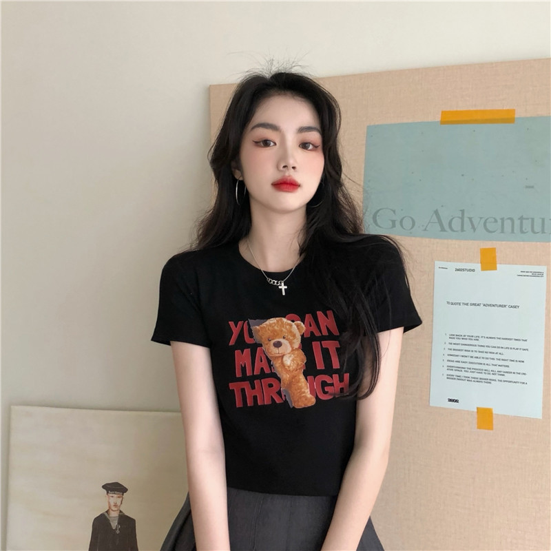 Summer Korean Style Women Clothing Comfortable Breathable T-shirt Fashion Slim Short Sleeve Size：M-XXL