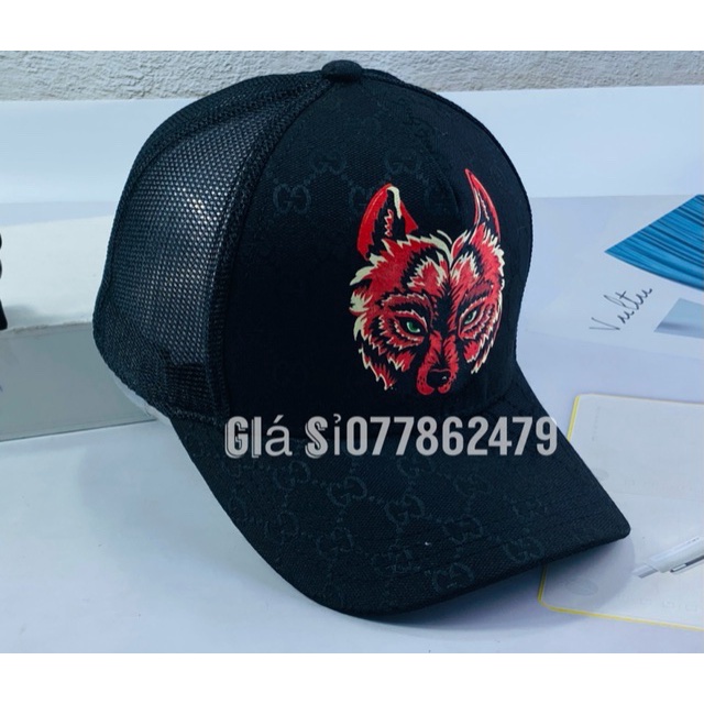 nón - Mũ lưỡi trai gusssssi sói đỏ phối lưới thể thao unisex thời trang